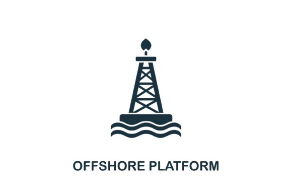 Offshore Platform Icon: Essential Industrial Vector Art